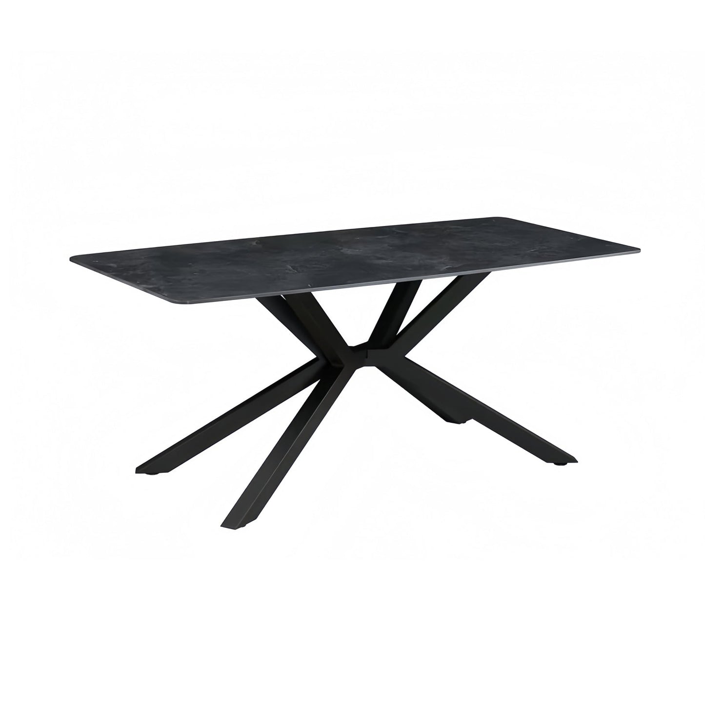 Dining Table Rectangular Shape Green Sintered Stone Top Powder Coated Iron Legs V43-DT-REX