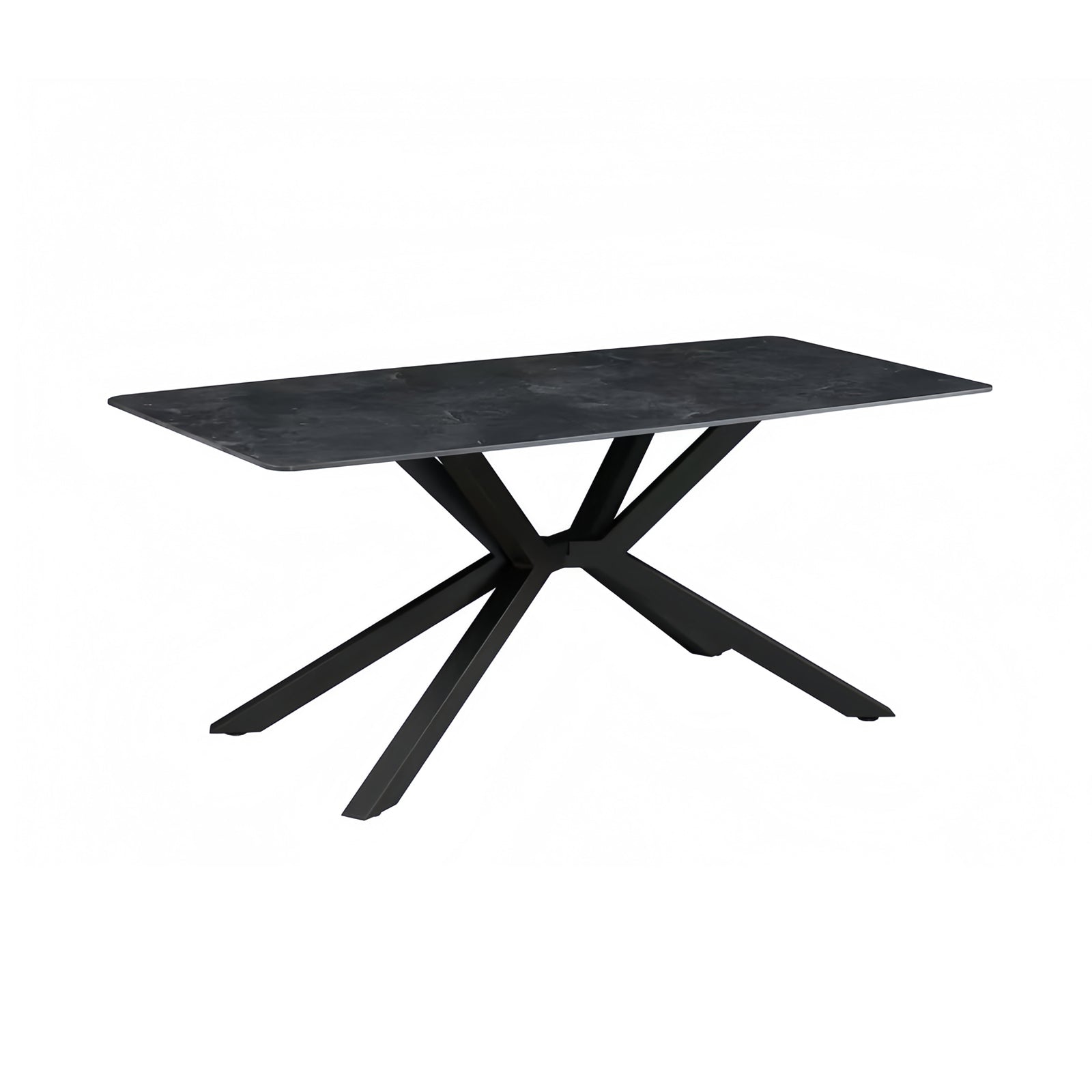 Dining Table Rectangular Shape Green Sintered Stone Top Powder Coated Iron Legs V43-DT-REX