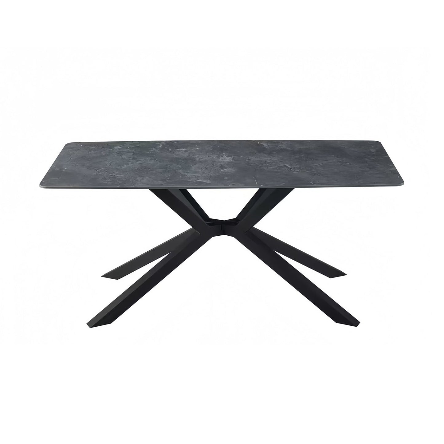 Dining Table Rectangular Shape Green Sintered Stone Top Powder Coated Iron Legs V43-DT-REX