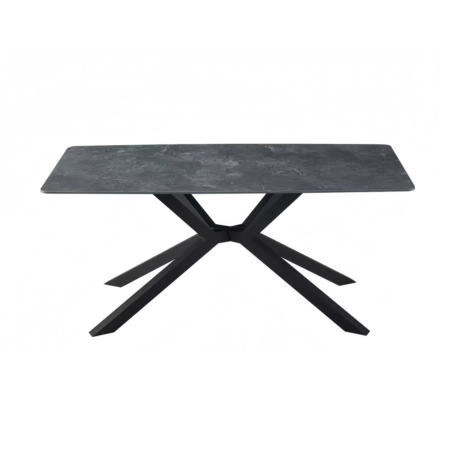 Dining Table Rectangular Shape Green Sintered Stone Top Powder Coated Iron Legs V43-DT-REX