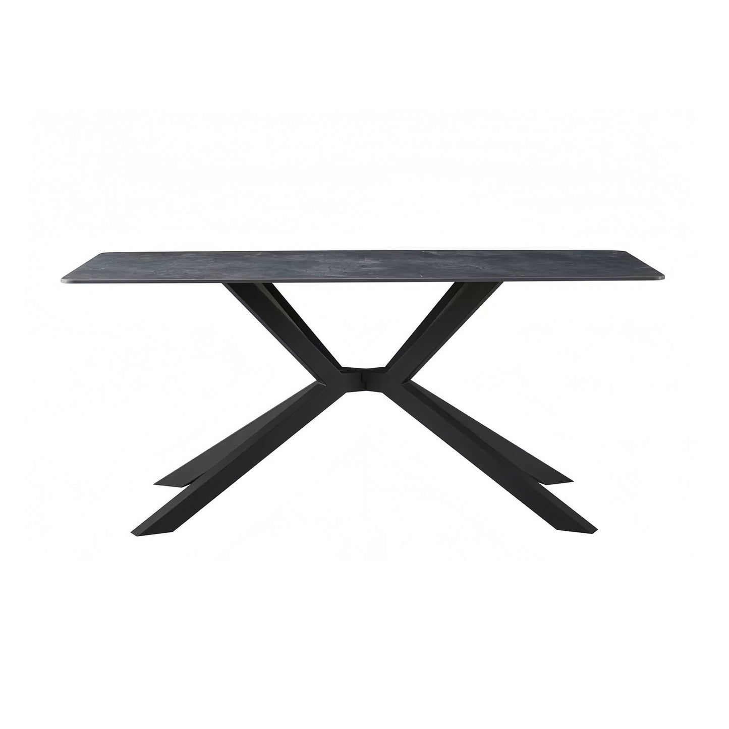 Dining Table Rectangular Shape Green Sintered Stone Top Powder Coated Iron Legs V43-DT-REX