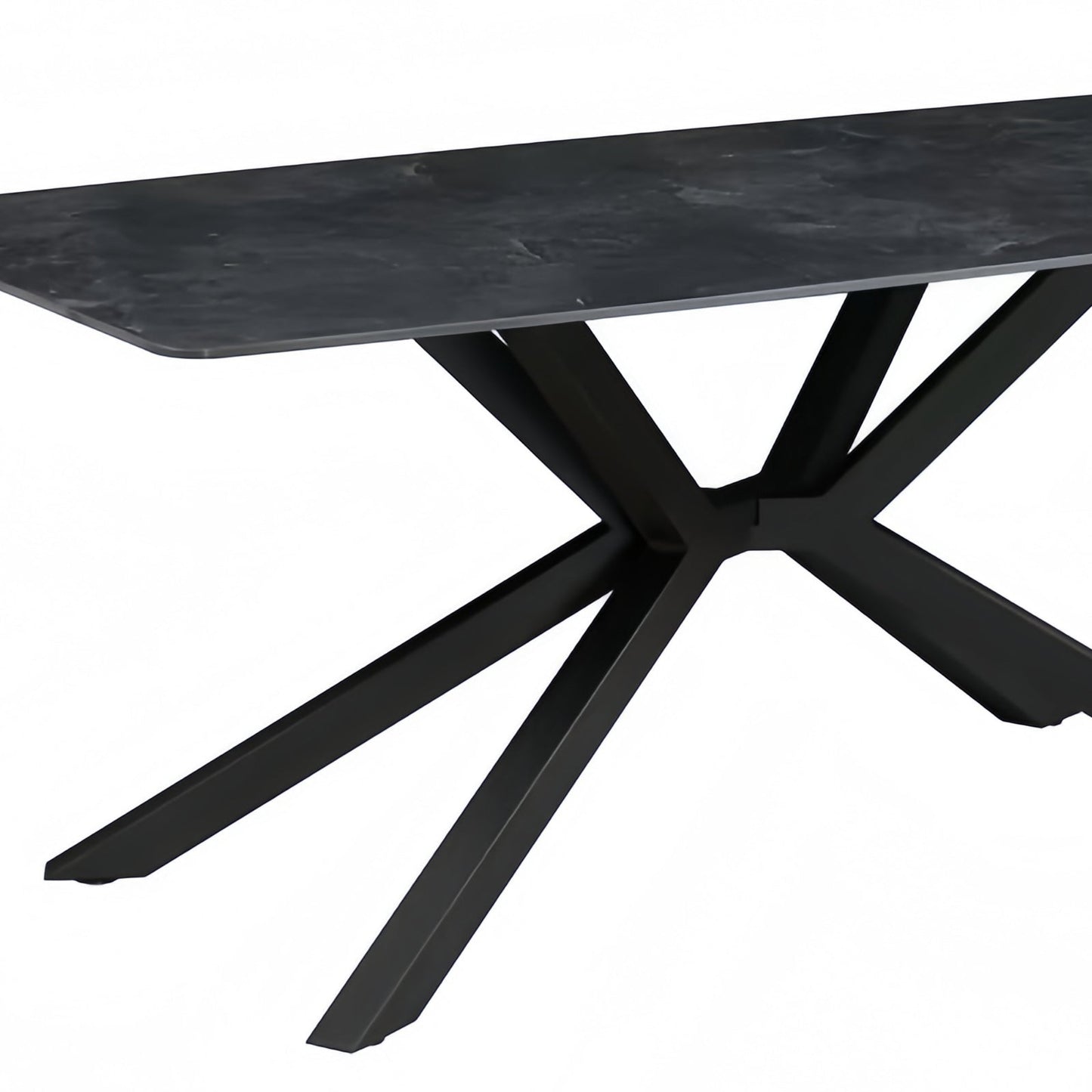 Dining Table Rectangular Shape Green Sintered Stone Top Powder Coated Iron Legs V43-DT-REX