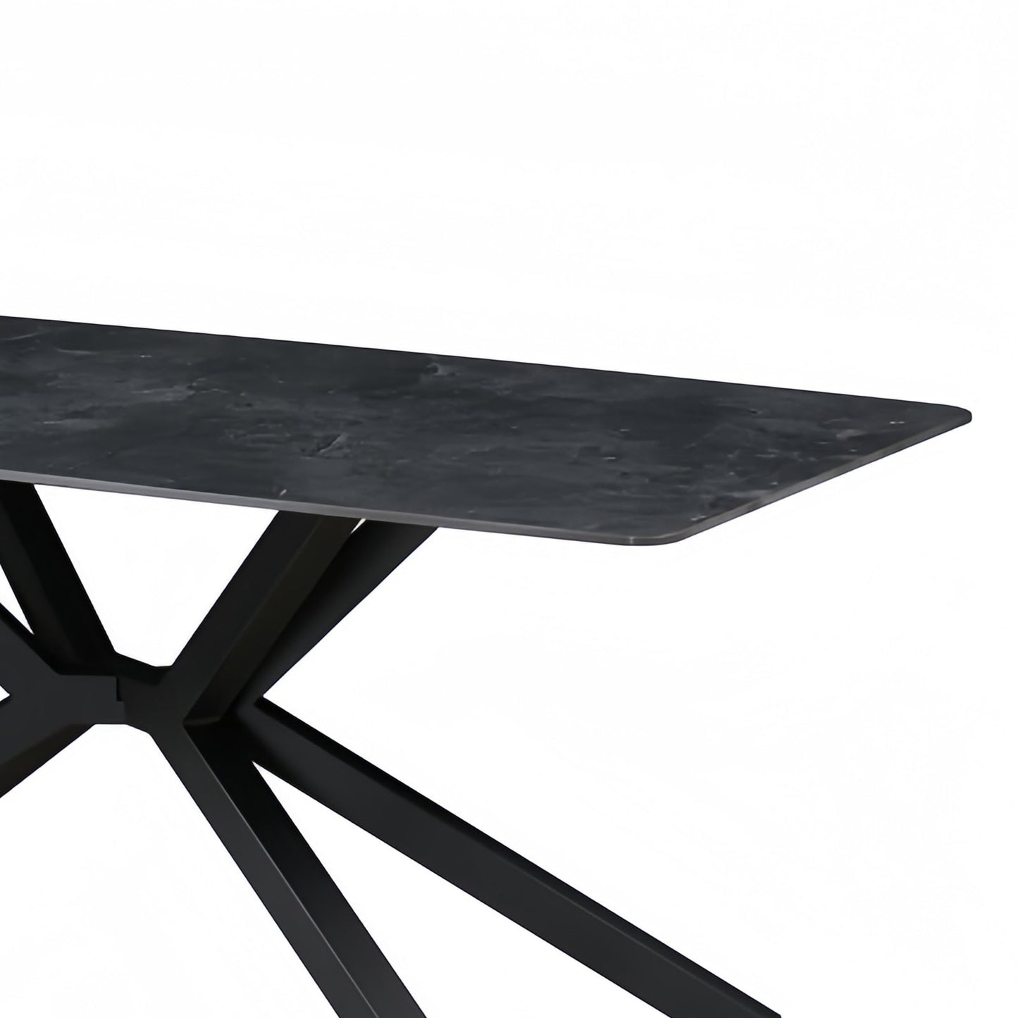 Dining Table Rectangular Shape Green Sintered Stone Top Powder Coated Iron Legs V43-DT-REX