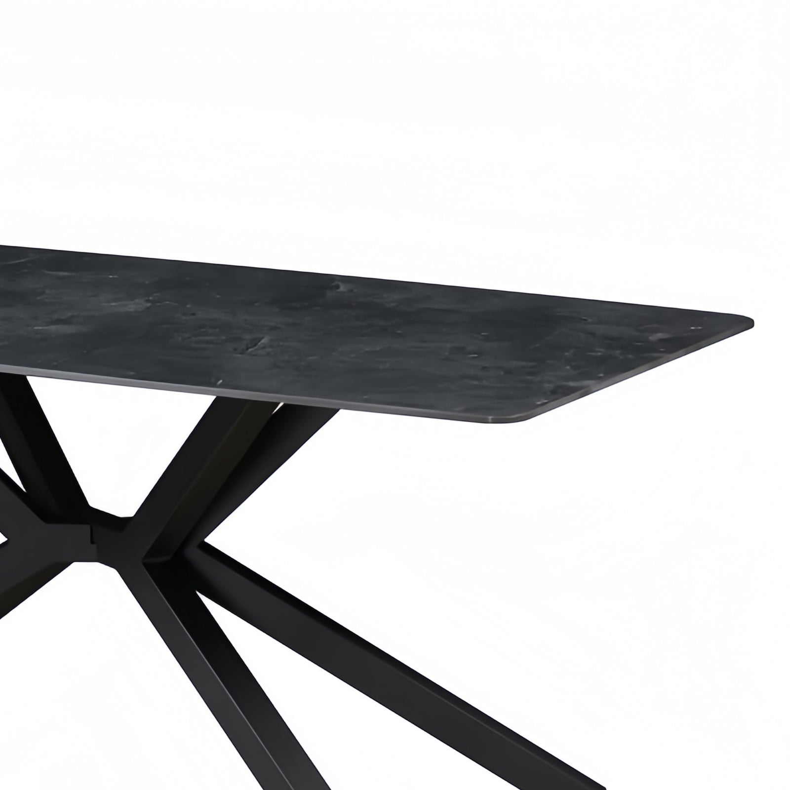 Dining Table Rectangular Shape Green Sintered Stone Top Powder Coated Iron Legs V43-DT-REX