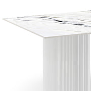 Dining Table Sintered Stone Top MDF Table Base High Glossy White V43-DT-SCRL