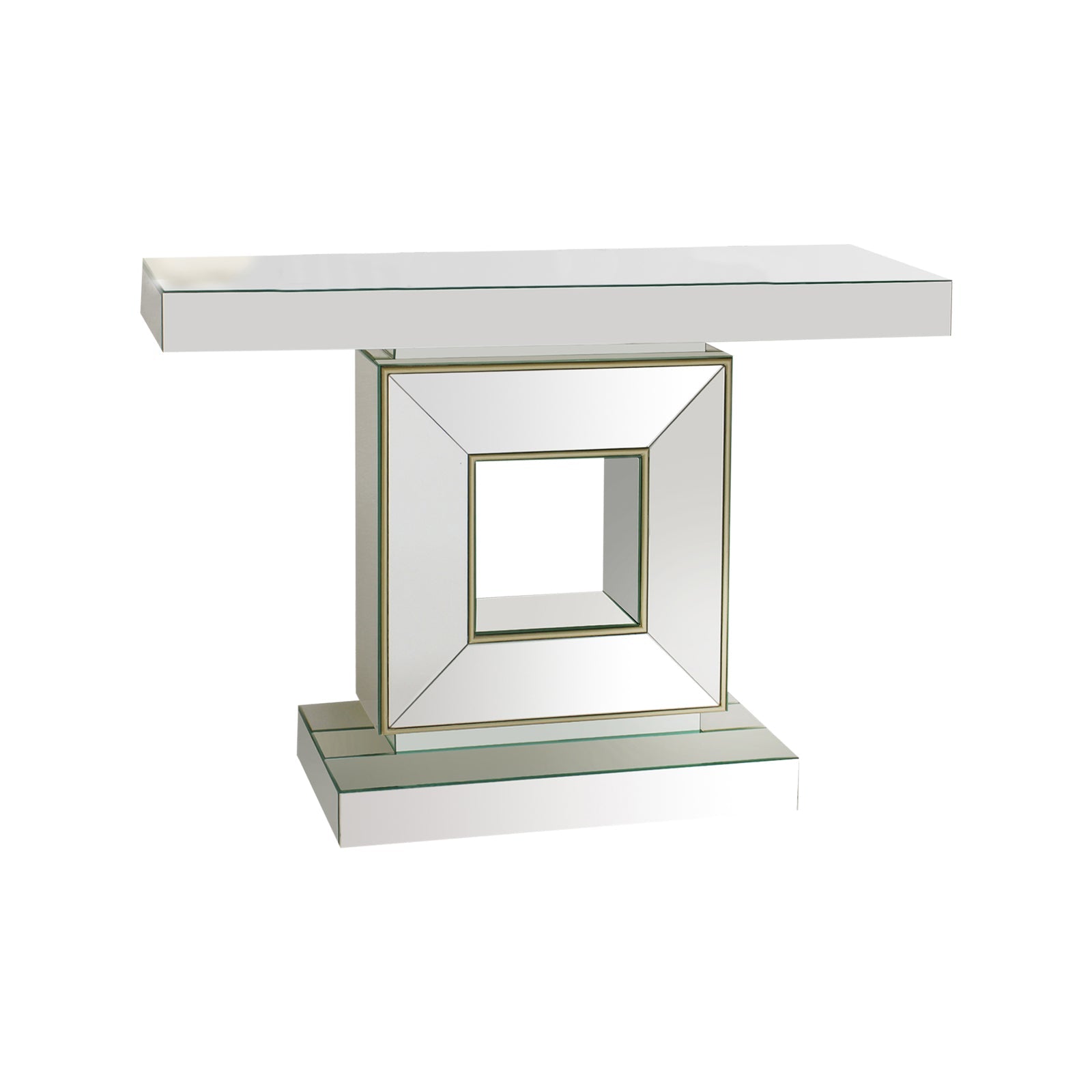 Hall Table Rectangular Shape MDF & Mirror Attractive Base V43-HT-CUBA