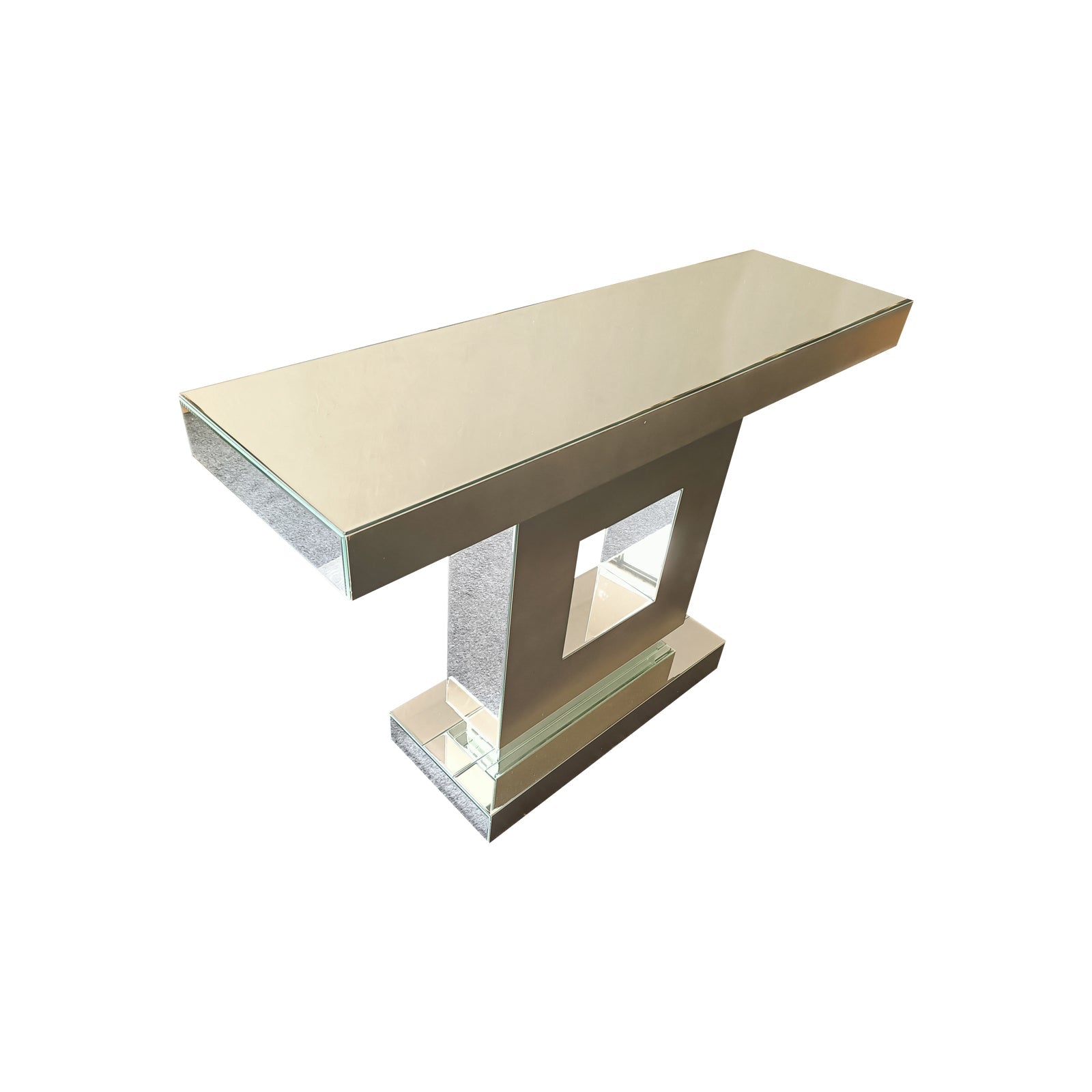Hall Table Rectangular Shape MDF & Mirror Attractive Base V43-HT-CUBA