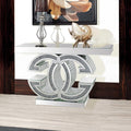 Hall Table MDF & Mirror & Crushed Acrylic Diamonds Silver Colour V43-HT-GUCI