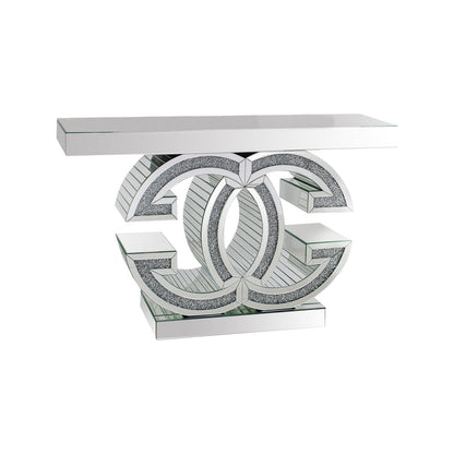 Hall Table MDF & Mirror & Crushed Acrylic Diamonds Silver Colour V43-HT-GUCI