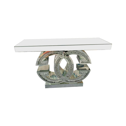 Hall Table MDF & Mirror & Crushed Acrylic Diamonds Silver Colour V43-HT-GUCI