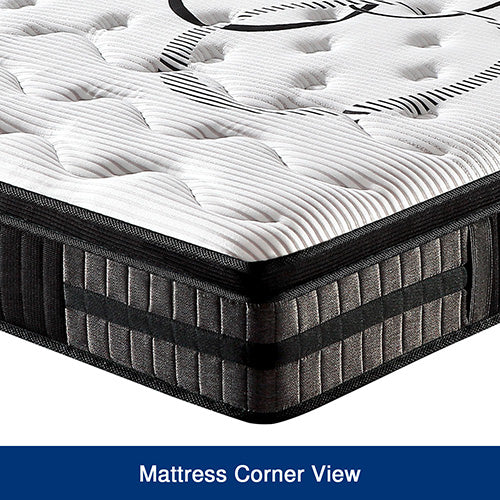 Queen Mattress in Gel Memory Foam Pocket Coil Medium Firm Bed 34cm Thick V43-MAT-GEL-Q