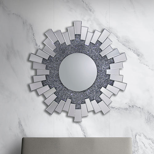 Wall Mirror Sparkling Crush Crystal MDF Silver And Grey MRR-06 V43-MRR-06