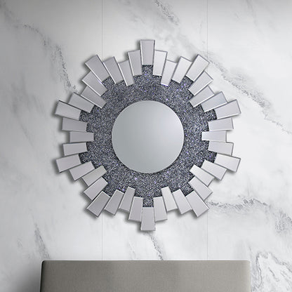 Wall Mirror Sparkling Crush Crystal MDF Silver And Grey MRR-06 V43-MRR-06