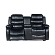 Chelsea 2R Seater Finest Leatherette Recliner Feature Console LED Light Ultra Cushioned V43-REC-CHLS2RBL