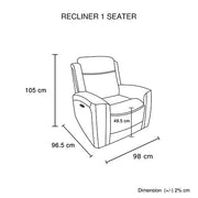 1 Seater Electric Air Leather Dark Grey Recliner V43-REC-EMP1RGR