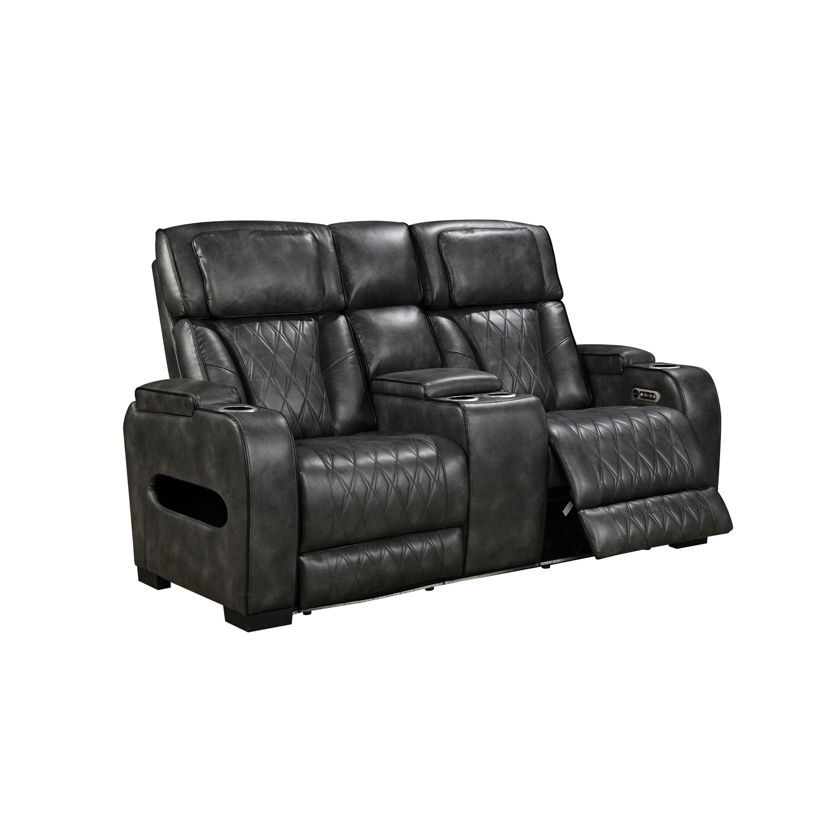 2 Seater Electric Air Leather Dark Grey Recliner V43-REC-EMP2RGR