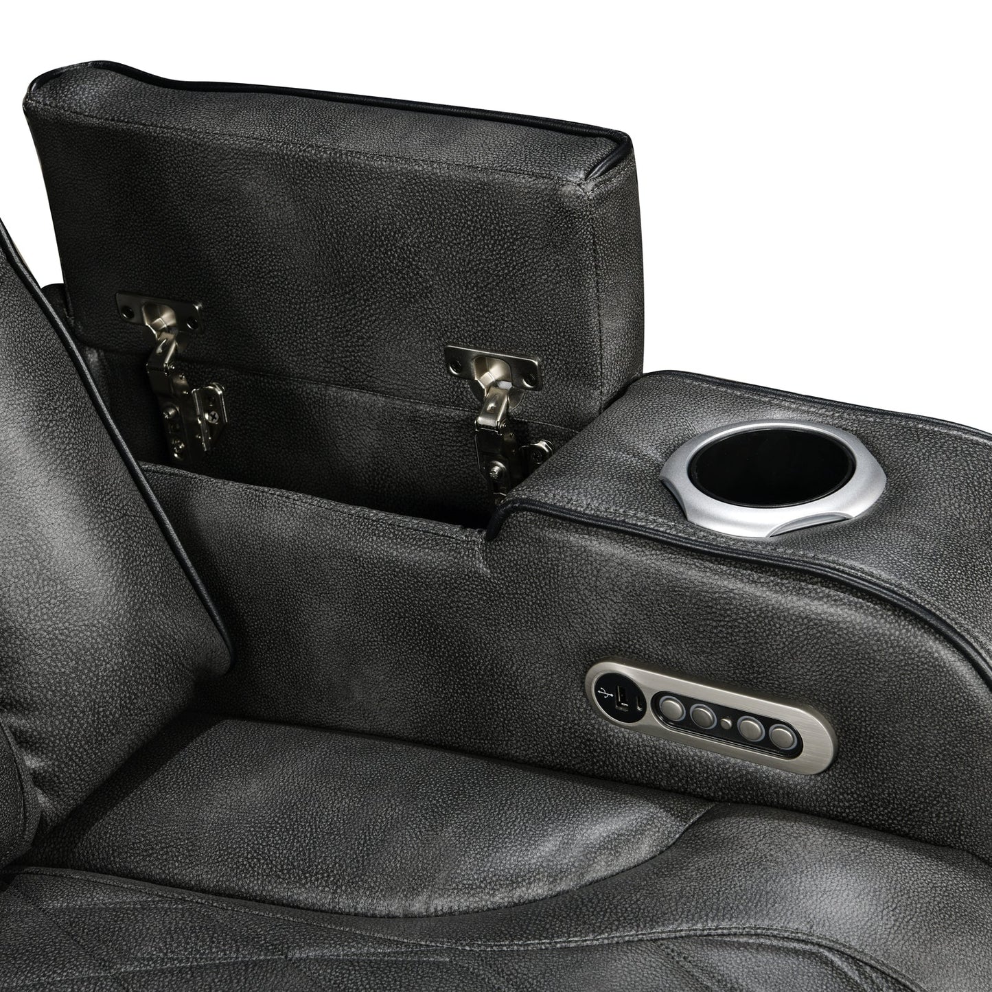 3 Seater Electric Air Leather Dark Grey Recliner V43-REC-EMP3RGR