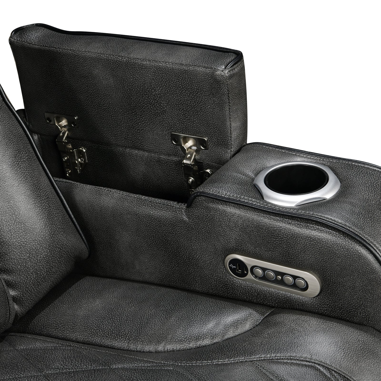 3 Seater Electric Air Leather Dark Grey Recliner V43-REC-EMP3RGR
