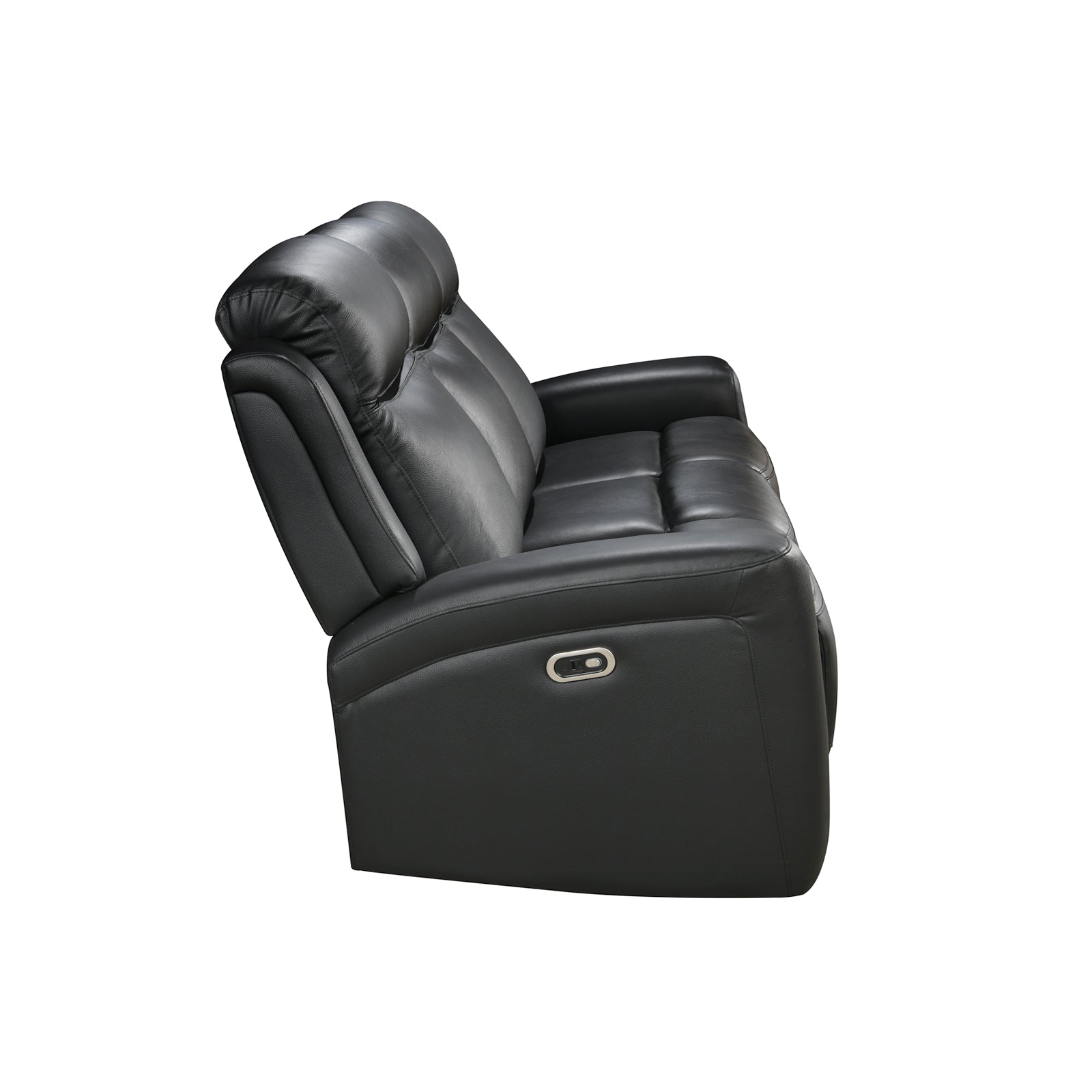 3 Seater Electric Leather/PVC Black Recliner V43-REC-FNX3RBL