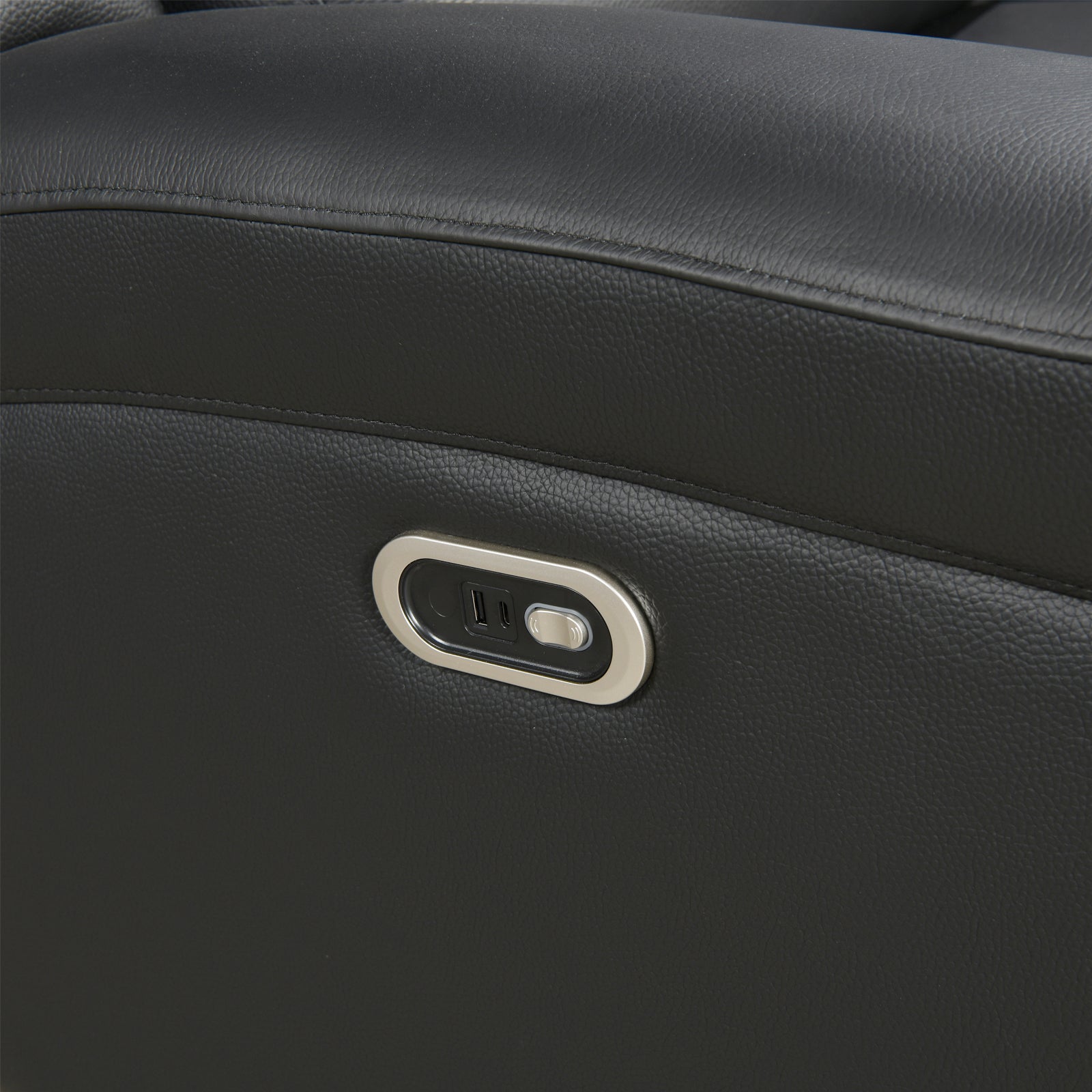 3 Seater Electric Leather/PVC Black Recliner V43-REC-FNX3RBL