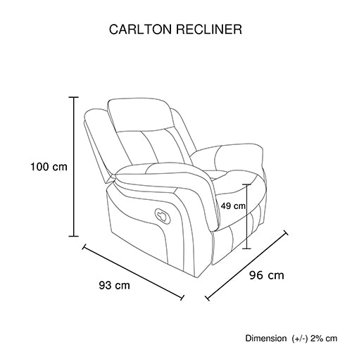 Carlton 3R+1R+1R Finest Fabric Recliner Sturdy Construction Metal Mechanism V43-SET-CARL-3-1-1-GR