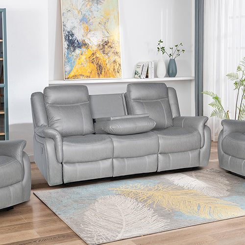 Carlton 3R+1R+1R Finest Fabric Recliner Sturdy Construction Metal Mechanism V43-SET-CARL-3-1-1-GR