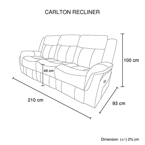 Carlton 3R+1R+1R Finest Fabric Recliner Sturdy Construction Metal Mechanism V43-SET-CARL-3-1-1-GR