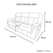 3-2-1 Seater Finest Grey Fabric Recliner Sofa Sturdy Construction Metal Mechanism V43-SET-CARL-3-2-1-GR