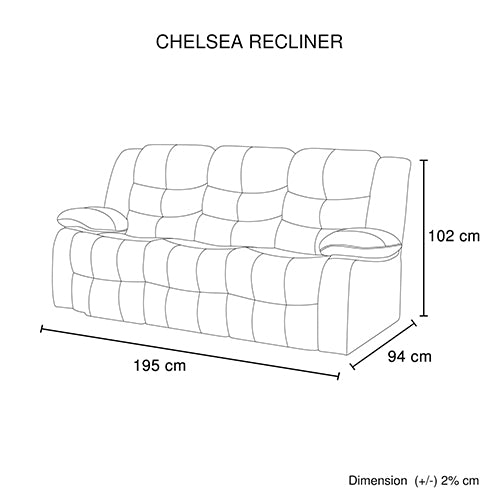 Chelsea 3R+1R+1R Seater Finest Leatherette Recliner Feature Console LED Light Ultra Cushioned V43-SET-CHLS-3-1-1-BL