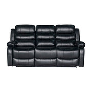 3-2-1 Seater Seater Finest Black Leatherette Recliner Feature Console LED Light Ultra Cushioned V43-SET-CHLS-3-2-1-BL