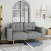 2-3 Seater Fabric Sofa Upholstery Pocket Spring Wooden Frame Grey Colour V43-SET-DLAS-3-2