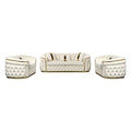 3-1-1 Seater Sofa Set Beige Velvet Fabric Solid Wood construction Gold Stainless Steel Trim V43-SET-DUK-3-1-1