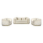 3-1-1 Seater Sofa Set Beige Velvet Fabric Solid Wood construction Gold Stainless Steel Trim V43-SET-DUK-3-1-1