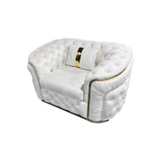 3-1-1 Seater Sofa Set Beige Velvet Fabric Solid Wood construction Gold Stainless Steel Trim V43-SET-DUK-3-1-1