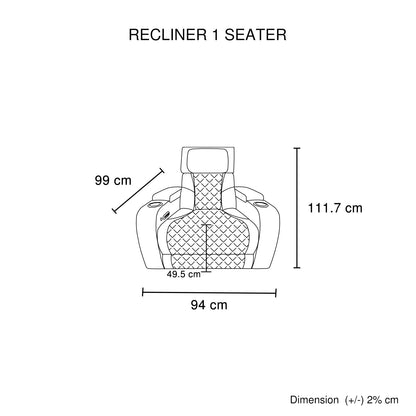 3-1-1 Seater Electric Air Leather Dark Grey Recliner Set V43-SET-EMP-3R-1R-1RGR