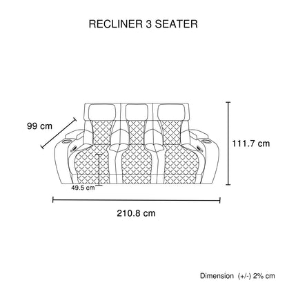 3-1-1 Seater Electric Air Leather Dark Grey Recliner Set V43-SET-EMP-3R-1R-1RGR