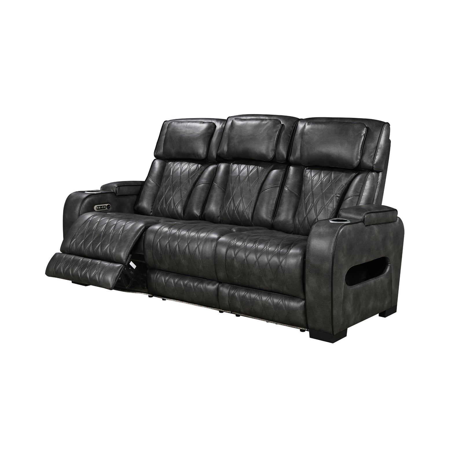 3-2 Seater Electric Air Leather Dark Grey Recliner Set V43-SET-EMP-3R-2RGR