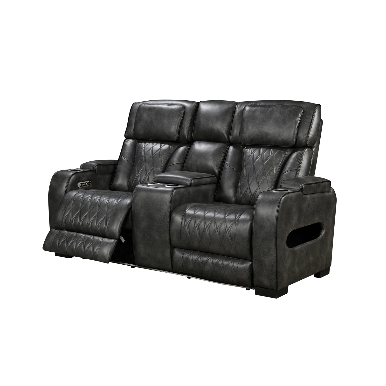 3-2 Seater Electric Air Leather Dark Grey Recliner Set V43-SET-EMP-3R-2RGR