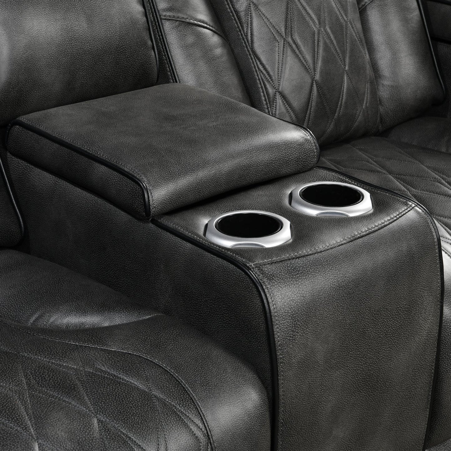 3-2 Seater Electric Air Leather Dark Grey Recliner Set V43-SET-EMP-3R-2RGR