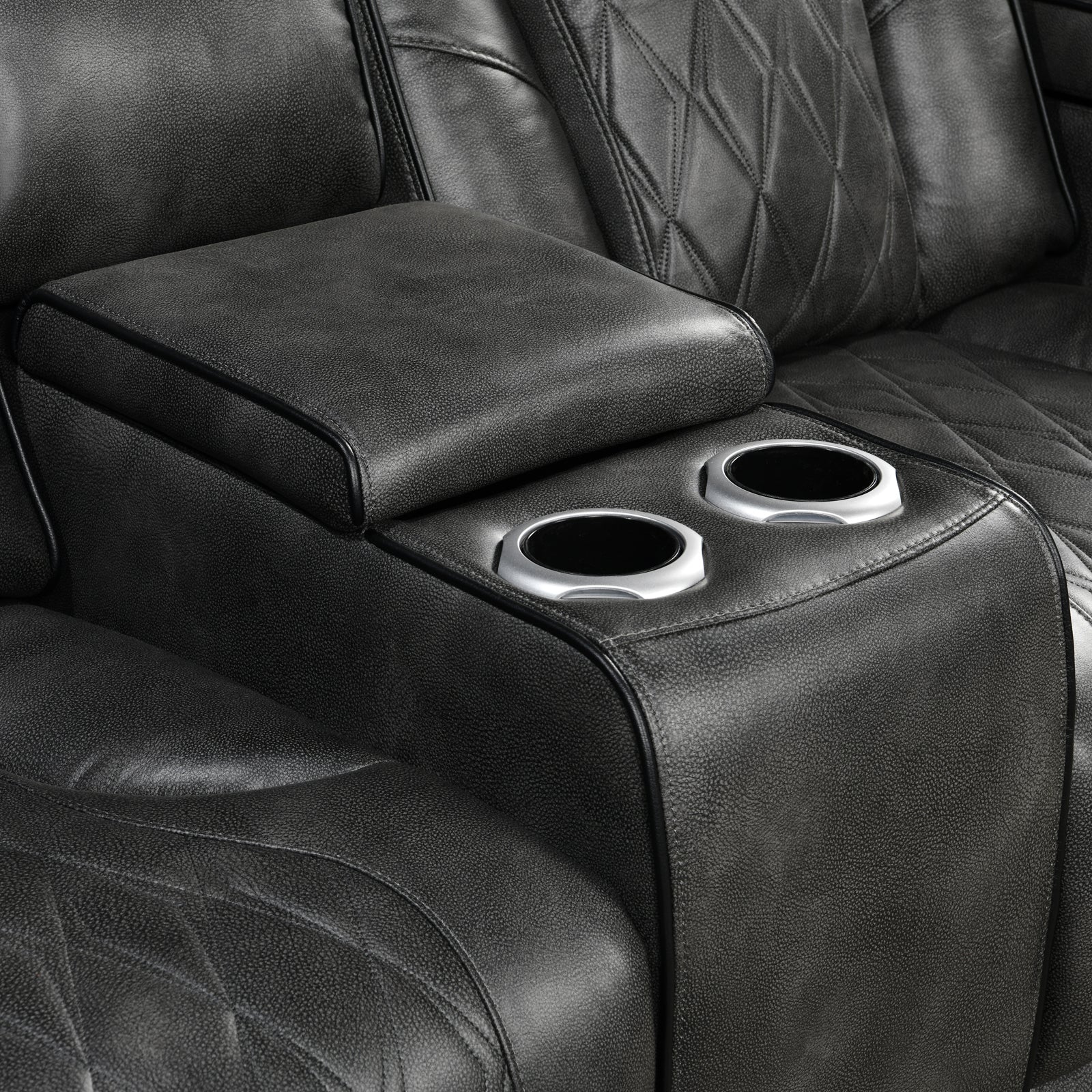 3-2 Seater Electric Air Leather Dark Grey Recliner Set V43-SET-EMP-3R-2RGR