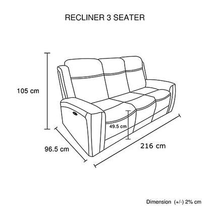 3-1-1 Seater Electric Leather/PVC Black Recliner Set V43-SET-FNX-3R-1R-1RBL