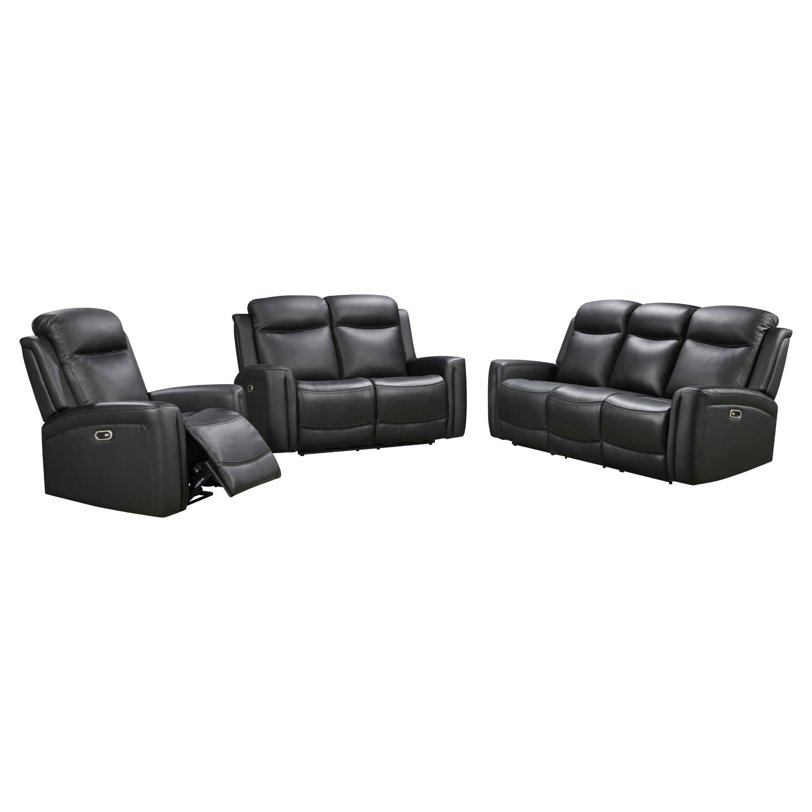 3-2 Seater Electric Leather/PVC Black Recliner Set V43-SET-FNX-3R-2RBL