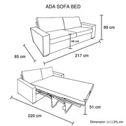 Ada Multifunctional 3 Seater Sofa Bed Fabric Upholstery Wooden Structure V43-SOF-ADA-BG