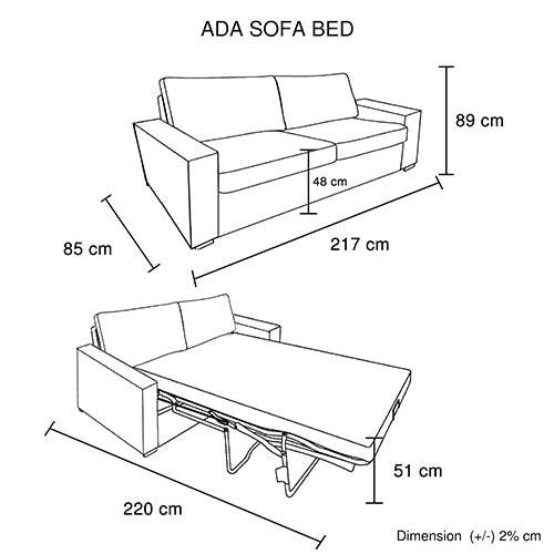 Ada Multifunctional 3 Seater Sofa Bed Fabric Upholstery Wooden Structure V43-SOF-ADA-BG