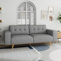 3 Seater Sofa Fabric Upholstery Grey Colour Pocket Spring Wooden Frame V43-SOF-DLAS-3S