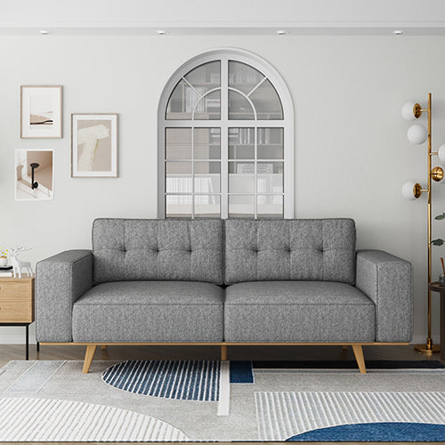 3 Seater Sofa Fabric Upholstery Grey Colour Pocket Spring Wooden Frame V43-SOF-DLAS-3S