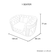 1 Seater Sofa Beige Velvet Fabric Solid Wood construction Gold Stainless Steel Trim V43-SOF-DUK1SBG