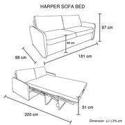 Harper Multifunctional 3 Seater Sofa Bed Fabric Upholstery Wooden Structure V43-SOF-HARP-BU