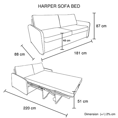 Harper Multifunctional 3 Seater Sofa Bed Fabric Upholstery Wooden Structure V43-SOF-HARP-BU