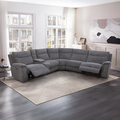 Large Sectional Corner Modular Lounge Suite in Fabric with Electric Recliner V43-SOF-HRLEY-GP